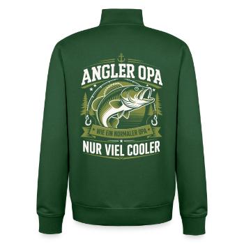 Angler Opa Viel Cooler - Unisex Organic Zip Sweatshirt von Stanley/Stella - Flaschengrün - Hinten - AI Model Male 185 dark (185cm)