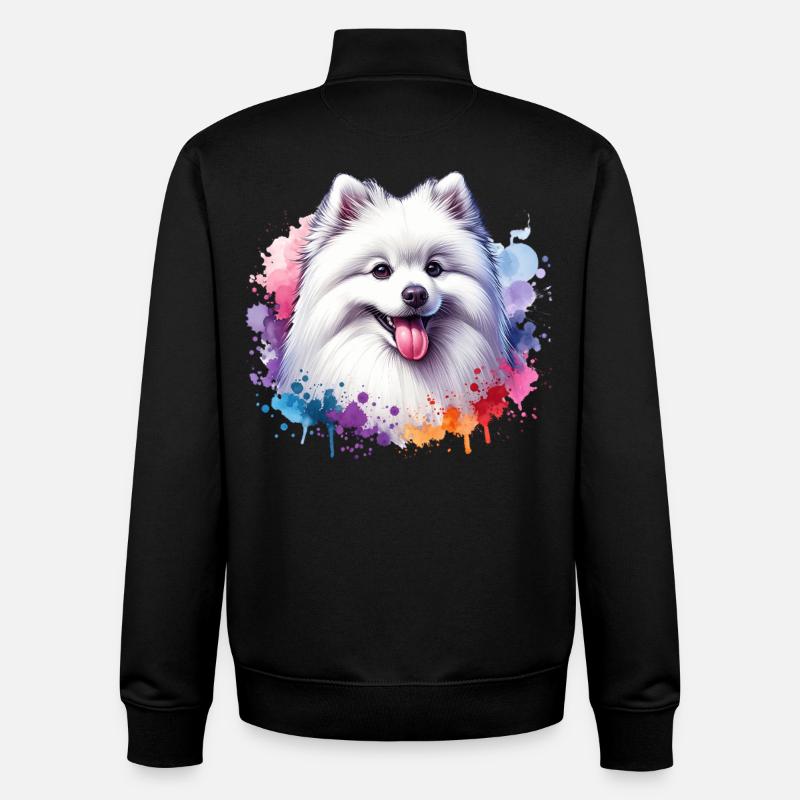 Spitz Pomeranian Motif - Unisex Organic Zip Sweatshirt by Stanley/Stella - black