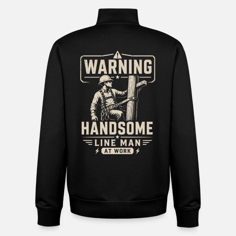 Electricity Cable Technology Electrician Motif - Unisex Organic Zip Sweatshirt by Stanley/Stella - black