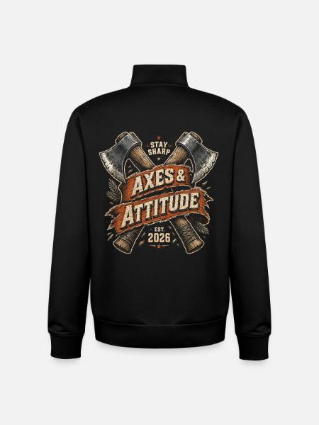 Lumberjacks, Lumberjacks, Lumberjacks, Axes & Attitude - Unisex Organic Zip Sweatshirt by Stanley/Stella - black