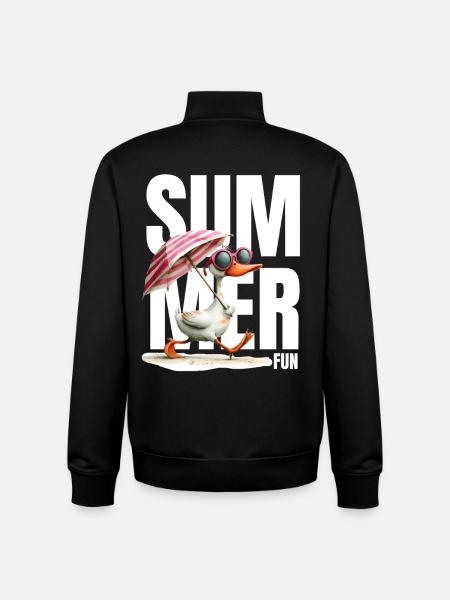 Summer duck with parasol & glasses - Unisex Organic Zip Sweatshirt by Stanley/Stella - black