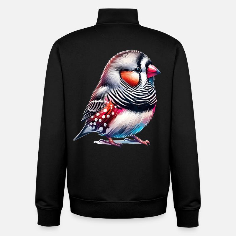Zebra Finch Motif - Unisex Organic Zip Sweatshirt by Stanley/Stella - black