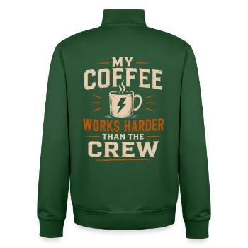 Lineman Humor Power Cable Coffee - Unisex Organic Zip Sweatshirt by Stanley/Stella - bottle green - Back - AI Model Male 185 dark (185cm)