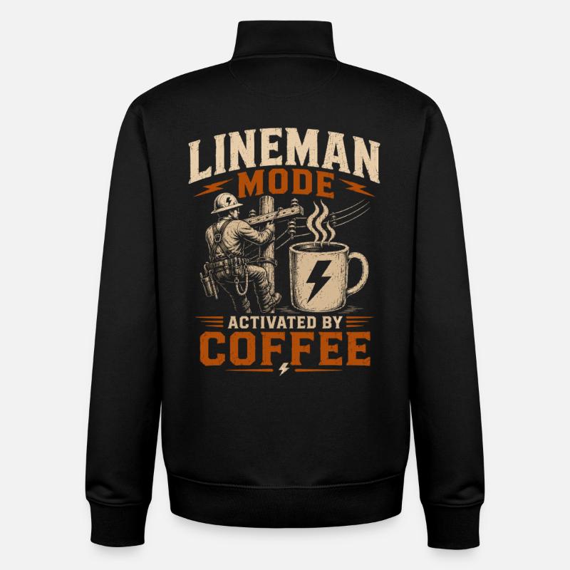Lustiger Lineman Kaffee Strom Arbeit - Unisex Organic Zip Sweatshirt von Stanley/Stella - Schwarz