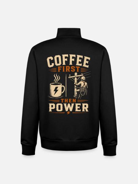 Power Line Coffee Electrician Technology - Unisex Organic Zip Sweatshirt by Stanley/Stella - black