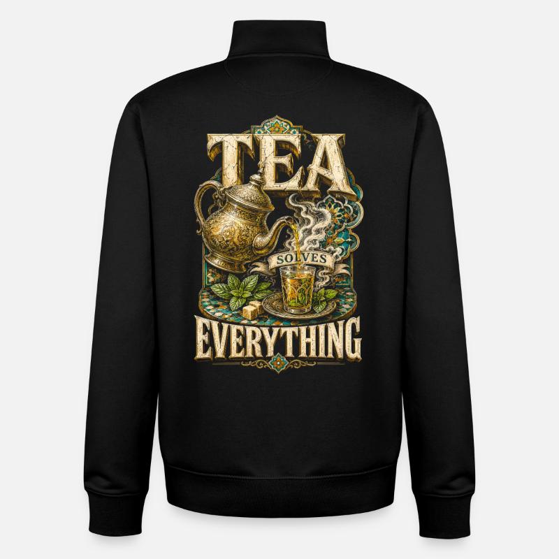 Marokkaner Marokko Tea Solves Everything - Unisex Organic Zip Sweatshirt von Stanley/Stella - Schwarz