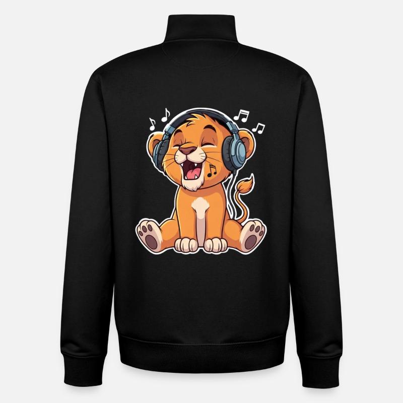 Lion Music Chant - Sweat zippé unisexe en coton bio Stanley/Stella - noir