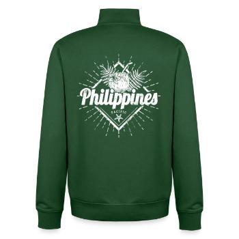 Philippines Vintage Coconut Filipino Souvenir - Unisex Organic Zip Sweatshirt by Stanley/Stella - bottle green - Back - AI Model Male 185 dark (185cm)