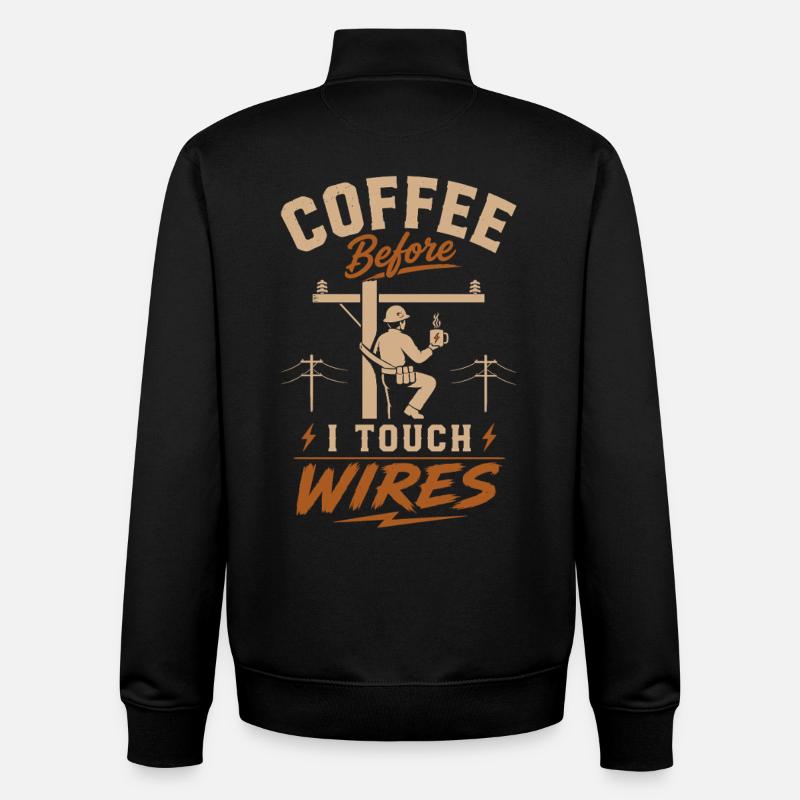 Kaffee Bevor Ich Kabel Anfasse - Unisex Organic Zip Sweatshirt von Stanley/Stella - Schwarz