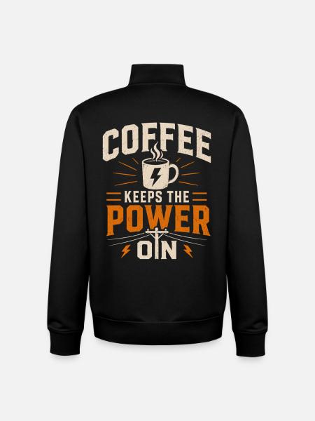 Coffee keeps the power supply going - Unisex Organic Zip Sweatshirt by Stanley/Stella - black