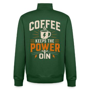 Coffee keeps the power supply going - Unisex Organic Zip Sweatshirt by Stanley/Stella - bottle green - Back - AI Model Male 185 dark (185cm)