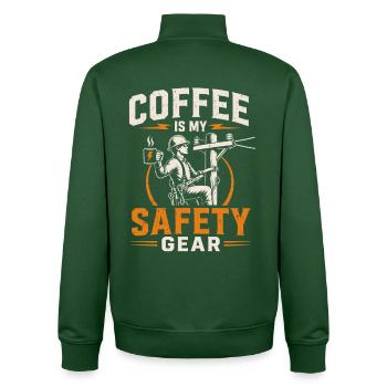 Coffee for fitters is my security - Unisex Organic Zip Sweatshirt by Stanley/Stella - bottle green - Back - AI Model Male 185 dark (185cm)