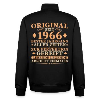 Bester Jahrgang 1966 – 60. Geburtstag Geschenk - Unisex Organic Zip Sweatshirt von Stanley/Stella - Schwarz - Hinten - AI Model Male 185 light (185cm)