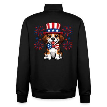 Beagle Patriot Süßer Hund Independence Day USA - Unisex Organic Zip Sweatshirt von Stanley/Stella - Schwarz - Hinten - AI Model Male 185 light (185cm)