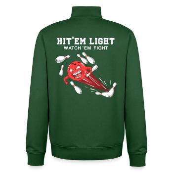 Hitem All Watch Fight Bowling Strike League - Unisex Organic Zip Sweatshirt von Stanley/Stella - Flaschengrün - Hinten - AI Model Male 185 dark (185cm)