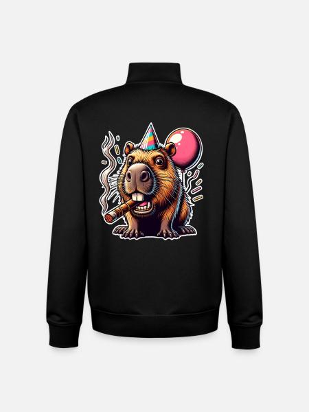 Fête de Capybara - Sweat zippé unisexe en coton bio Stanley/Stella - noir