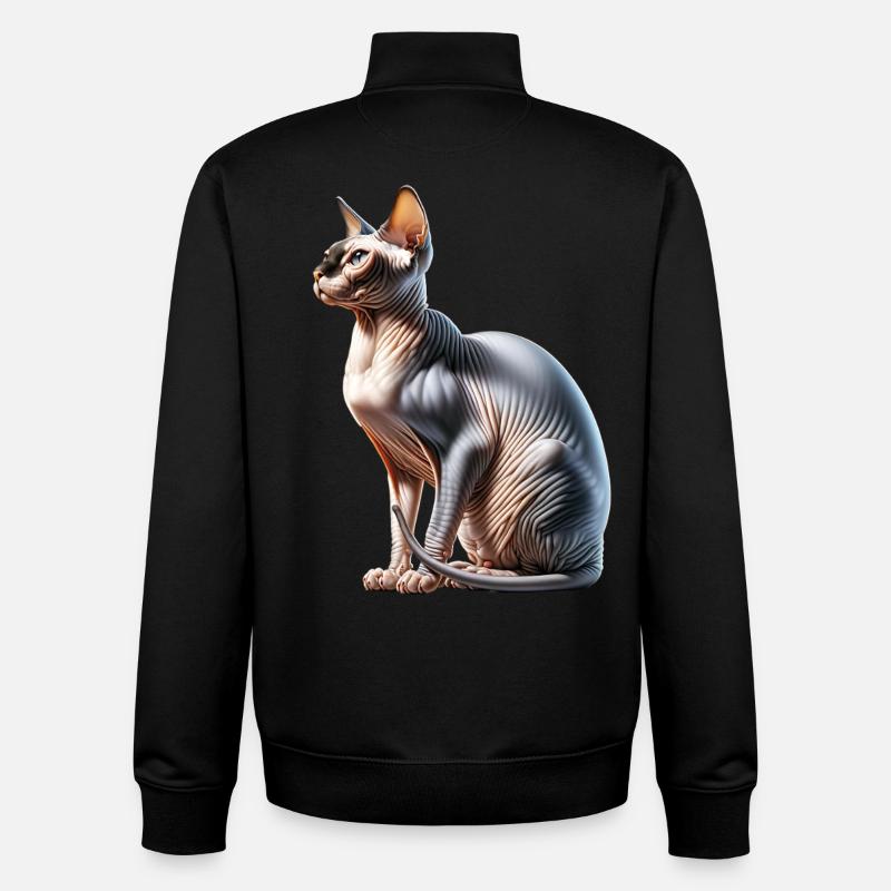 Chat Sphynx - Sweat zippé unisexe en coton bio Stanley/Stella - noir