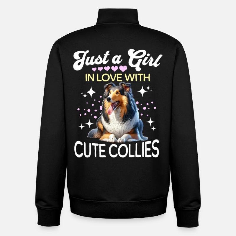 Collie aux cheveux longs - Sweat zippé unisexe en coton bio Stanley/Stella - noir