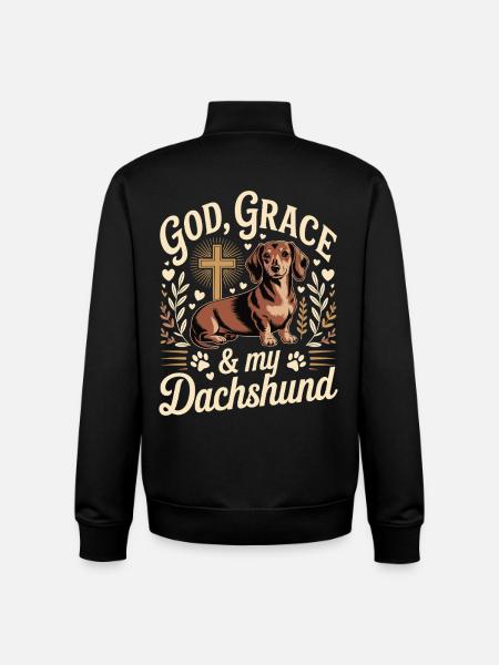 God Grace Teckel - Sweat zippé unisexe en coton bio Stanley/Stella - noir