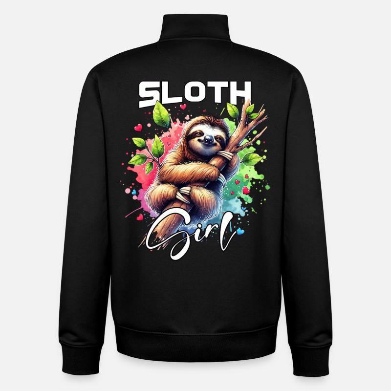 Sloth Mädchen Faultier - Unisex Organic Zip Sweatshirt von Stanley/Stella - Schwarz