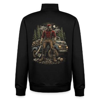 Holzfäller Baumfäller Waldarbeiter - Unisex Organic Zip Sweatshirt von Stanley/Stella - Schwarz - Hinten - AI Model Male 185 light (185cm)