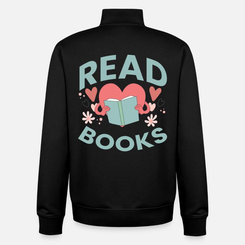 Leseliebe im Herzen – Read Books Design - Unisex Organic Zip Sweatshirt von Stanley/Stella - Schwarz