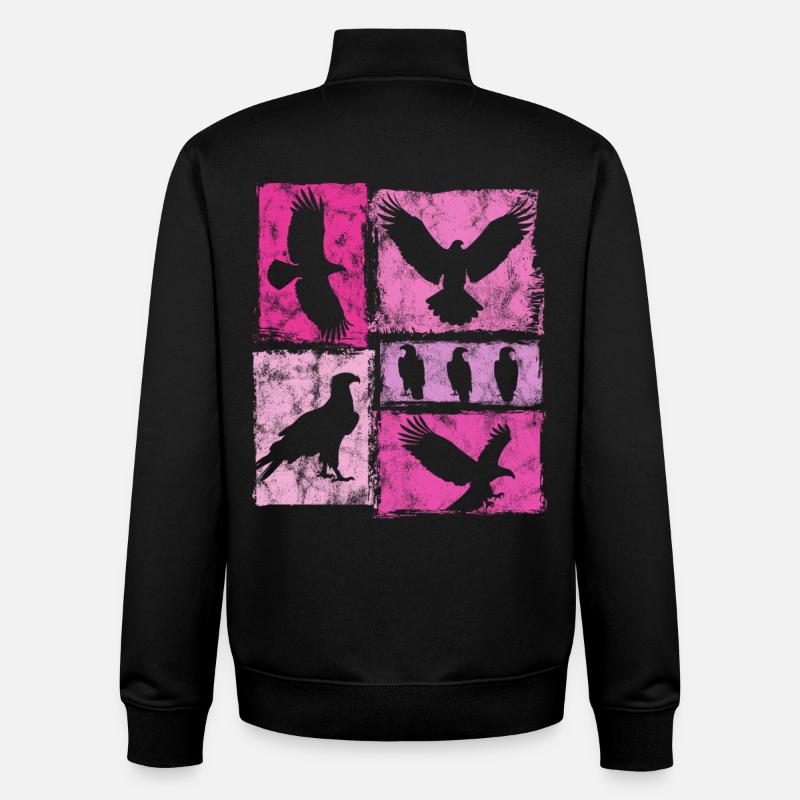 Eagle Retro Graphic Silhouettes - Unisex Organic Zip Sweatshirt by Stanley/Stella - black