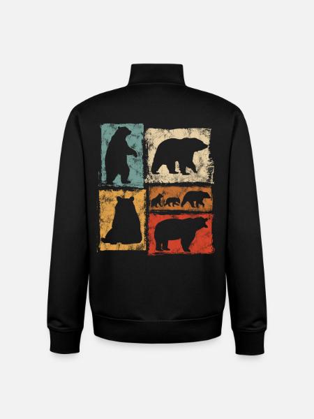 Bären Perspektiven Retro Tierdruck - Unisex Organic Zip Sweatshirt von Stanley/Stella - Schwarz