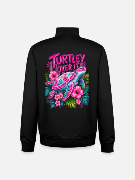 Turtley Over It Cute Turtle Flower - Unisex Organic Zip Sweatshirt by Stanley/Stella - black