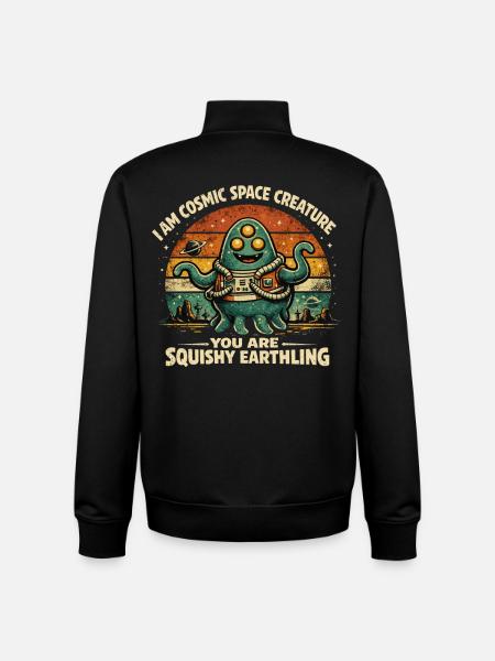 Cosmic Space Creature Alien Retro Design - Unisex Organic Zip Sweatshirt by Stanley/Stella - black