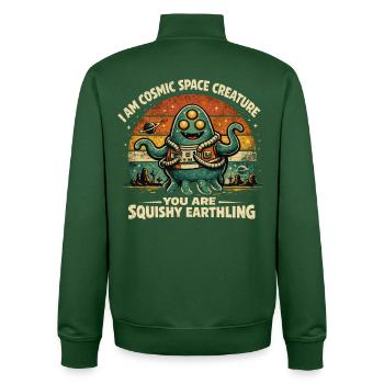 Cosmic Space Creature Alien Retro Design - Unisex Organic Zip Sweatshirt von Stanley/Stella - Flaschengrün - Hinten - AI Model Male 185 dark (185cm)