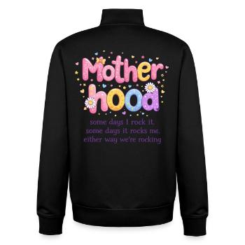 Groovy Retro Motherhood – The Life of Mom Rock - Unisex Organic Zip Sweatshirt by Stanley/Stella - black - Back - AI Model Male 185 light (185cm)