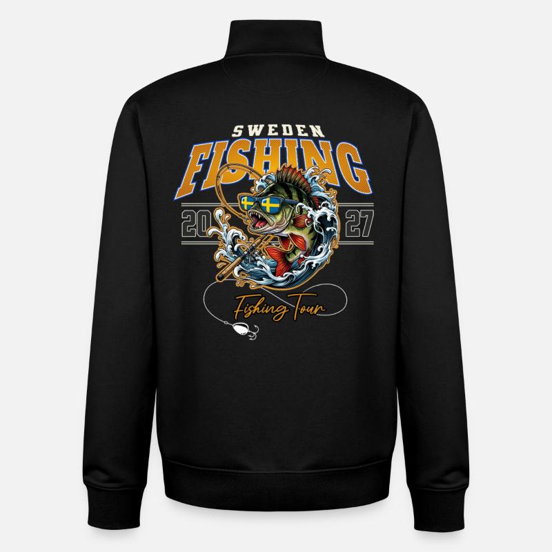 Pêche en Suède 2027 - Sweat zippé unisexe en coton bio Stanley/Stella - noir
