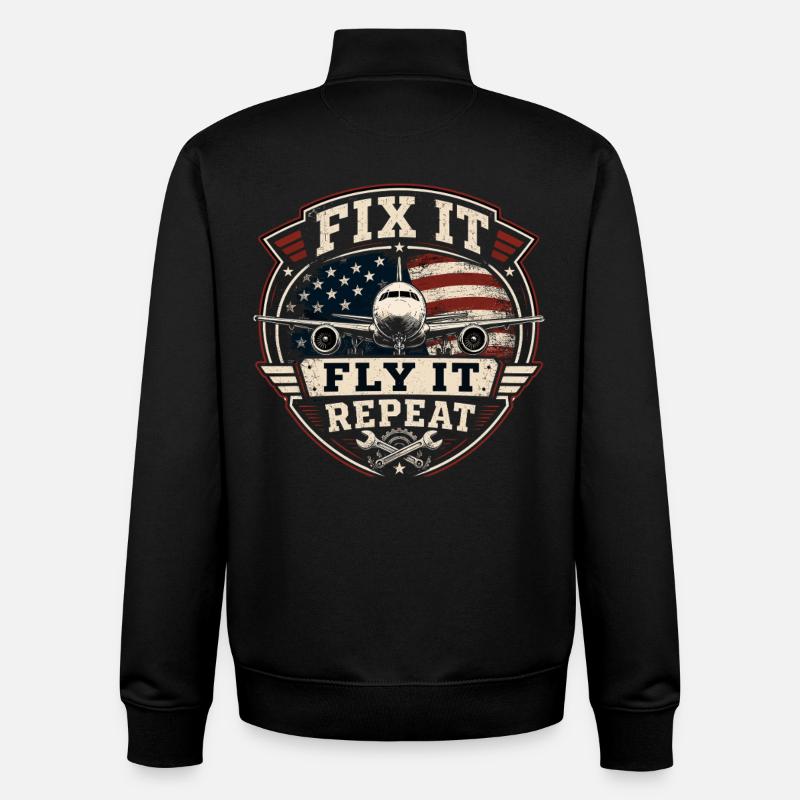 Flugzeugtechnik Wartung Luftfahrt Beruf - Unisex Organic Zip Sweatshirt von Stanley/Stella - Schwarz