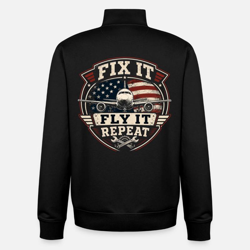Luftfahrt Wartung Flugzeug Technik Profi - Unisex Organic Zip Sweatshirt von Stanley/Stella - Schwarz
