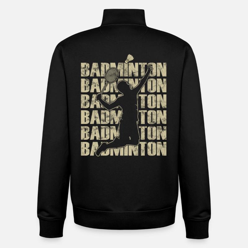 Retro style badminton player - Unisex Organic Zip Sweatshirt by Stanley/Stella - black