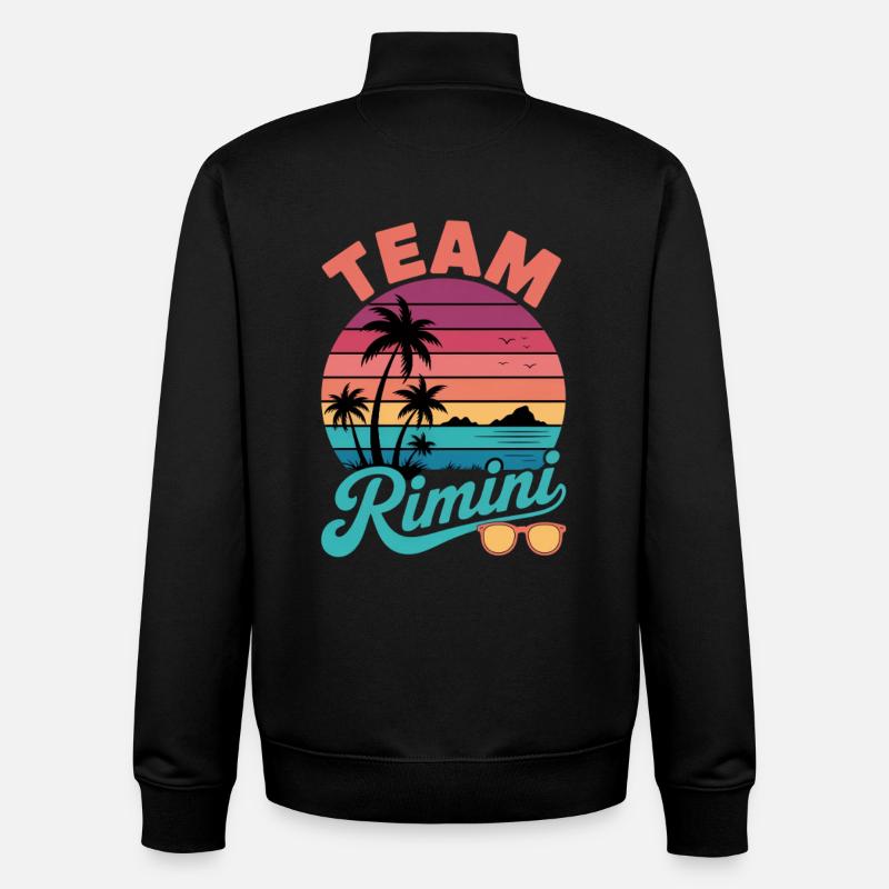 Équipe Rimini Sunset - Sweat zippé unisexe en coton bio Stanley/Stella - noir