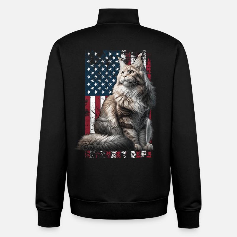 Maine Coon US Maine Coon - Sweat zippé unisexe en coton bio Stanley/Stella - noir