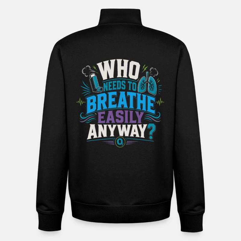 Asthme Asthmatiques - Sweat zippé unisexe en coton bio Stanley/Stella - noir