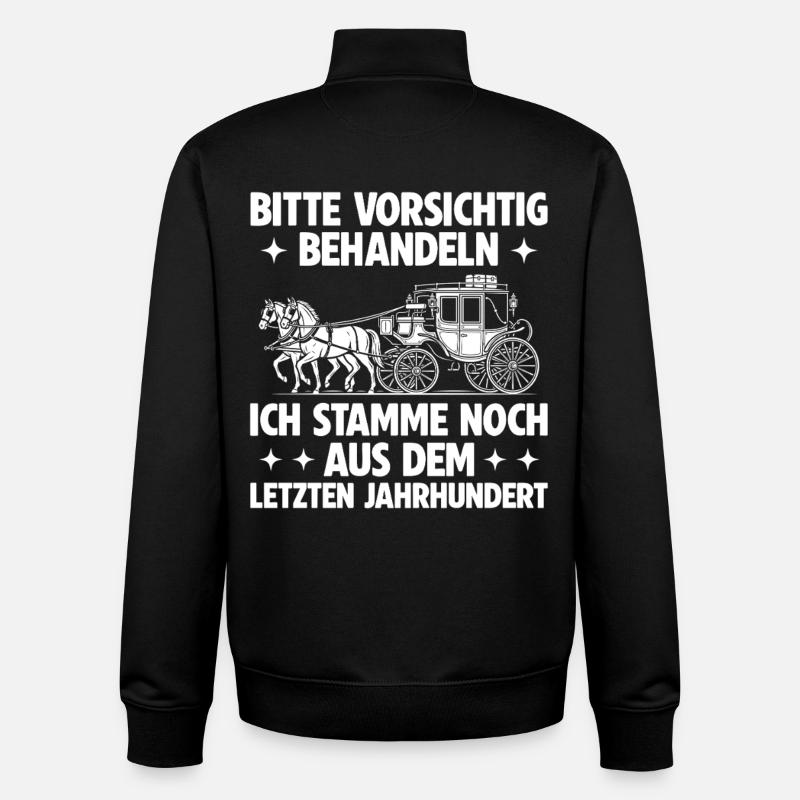 Bitte vorsichtig behandeln – Retro Spruch - Unisex Organic Zip Sweatshirt von Stanley/Stella - Schwarz