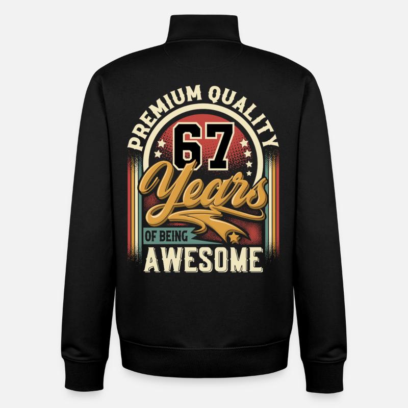 67e anniversaire Millésime - Sweat zippé unisexe en coton bio Stanley/Stella - noir