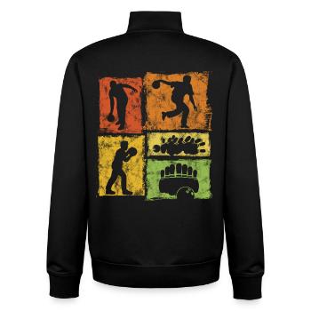Bowling Retro Graphic for Bowlers - Unisex Organic Zip Sweatshirt by Stanley/Stella - black - Back - AI Model Male 185 light (185cm)