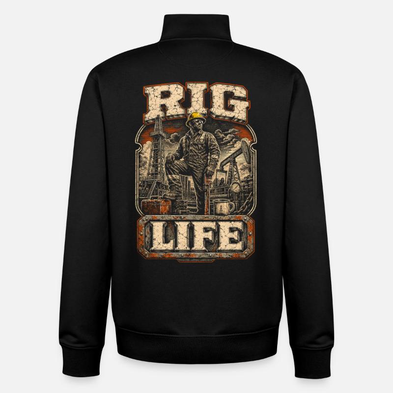 Bohrinsel Ölplattformarbeiter - Unisex Organic Zip Sweatshirt von Stanley/Stella - Schwarz