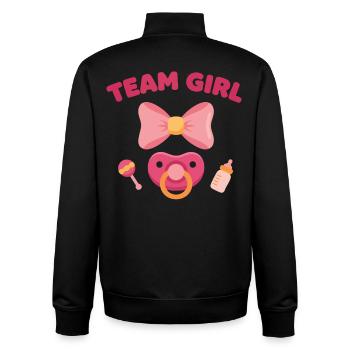 Geschlechterenthüllung Team Mädchen-Babyparty Mama Papa - Unisex Organic Zip Sweatshirt von Stanley/Stella - Schwarz - Hinten - AI Model Male 185 light (185cm)