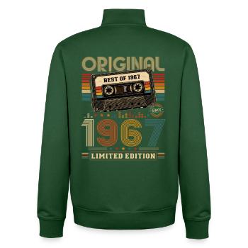 59th Birthday Gift Man Cassette Best of 1967 - Unisex Organic Zip Sweatshirt by Stanley/Stella - bottle green - Back - AI Model Male 185 dark (185cm)