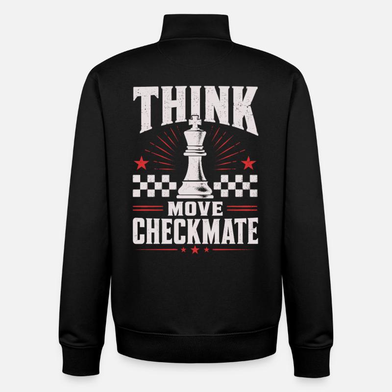 Chess Checkmate Think Move Shirt - Unisex Organic Zip Sweatshirt by Stanley/Stella - black