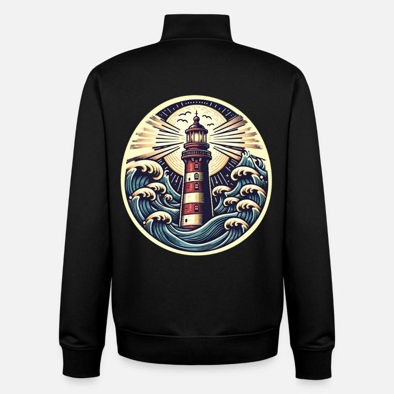 Leuchtturm - Unisex Organic Zip Sweatshirt von Stanley/Stella - Schwarz