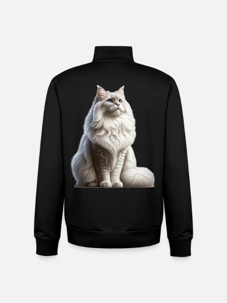 Chat angora turc - Sweat zippé unisexe en coton bio Stanley/Stella - noir