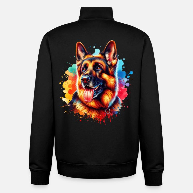 German Shepherd Motif - Unisex Organic Zip Sweatshirt by Stanley/Stella - black