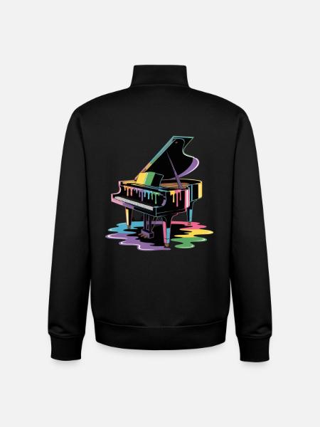 piano - Sweat zippé unisexe en coton bio Stanley/Stella - noir